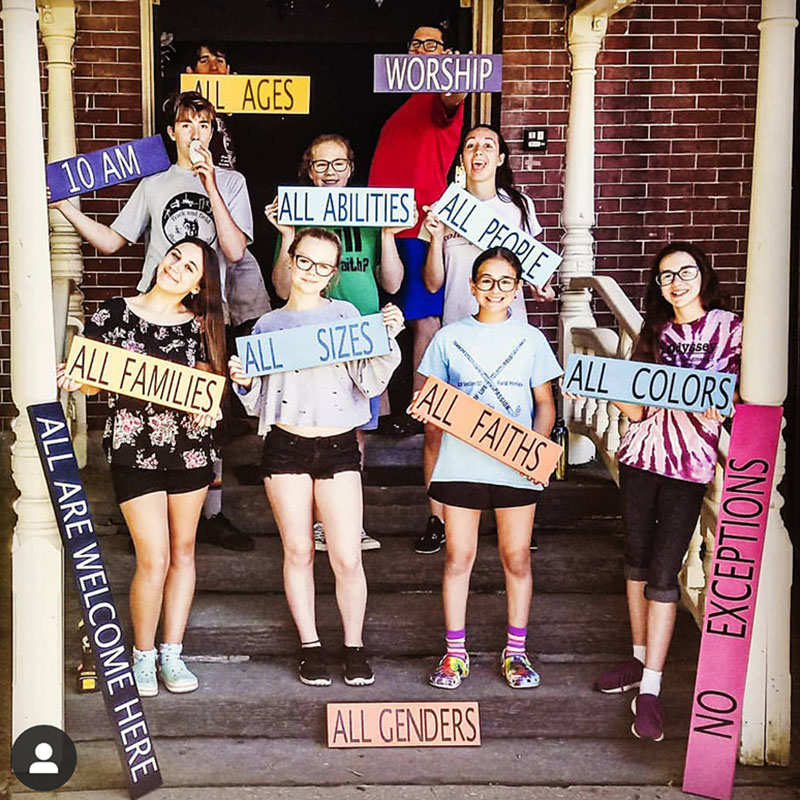 Youth Group making welcome sign