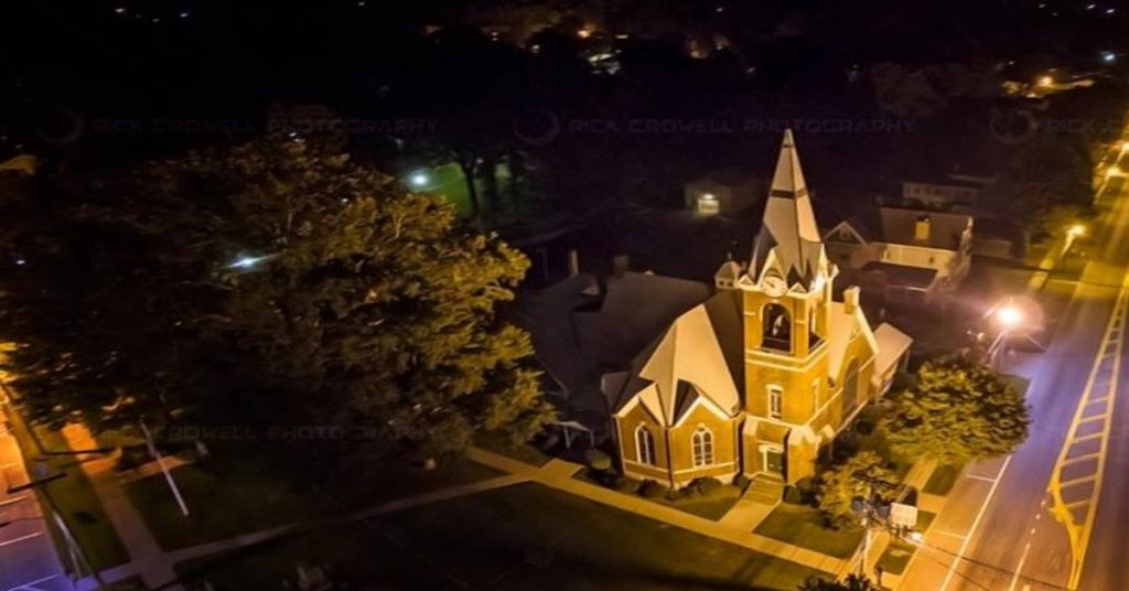 Drone image of Sherburne UCC by Rick Crowell