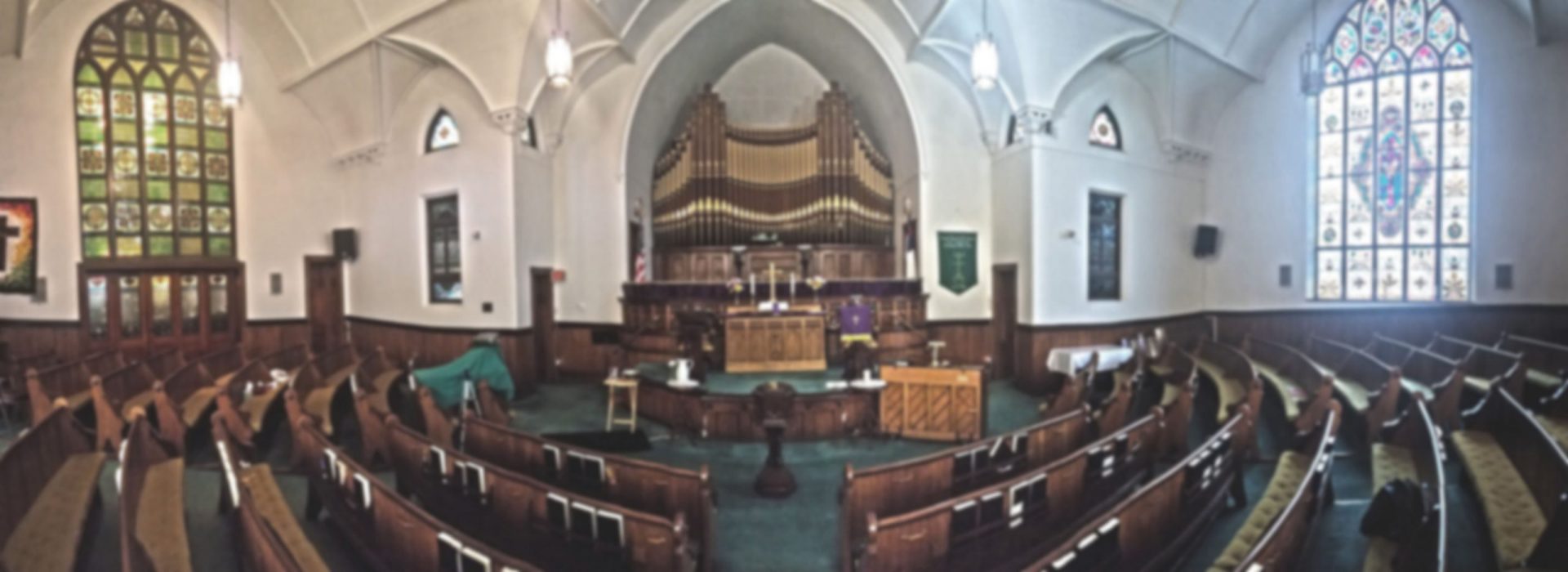 panoramic picture of church sanctuary