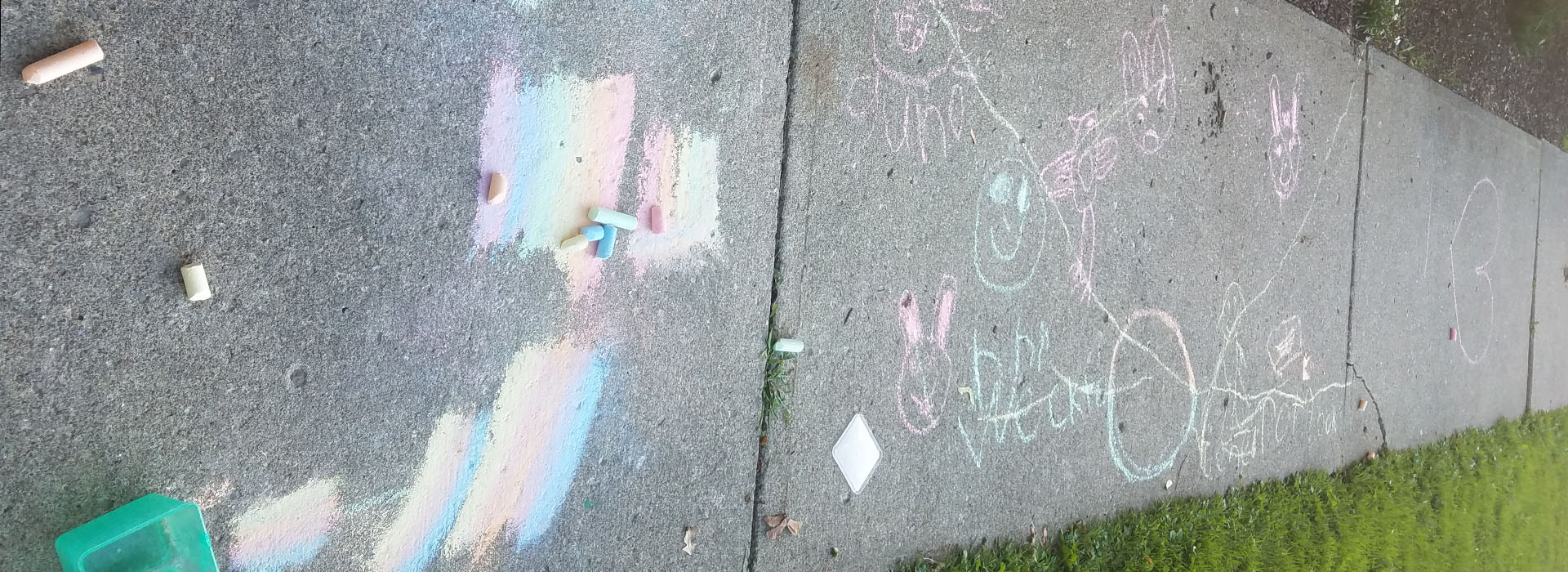 Sidewalk drawings at a missions event